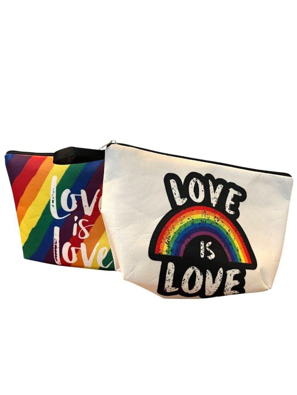 Rainbow Cosmetic Clutch Bag Love Is Love LGBTQ+ Makeup Zipper Pouches Lot of 2